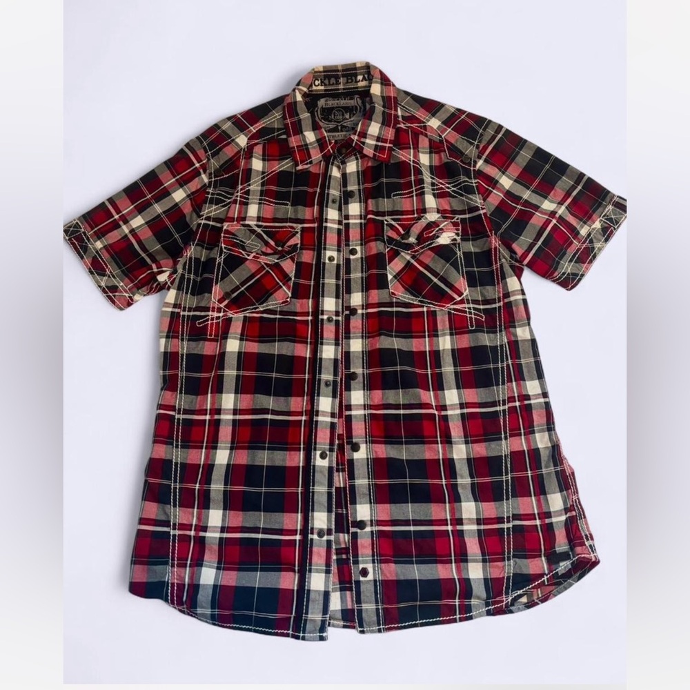 Black Label Red and Black Casual Button Down Shirt